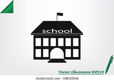 building school icon vector illustration eps10. Isolated badge for website or app - stock infographics.