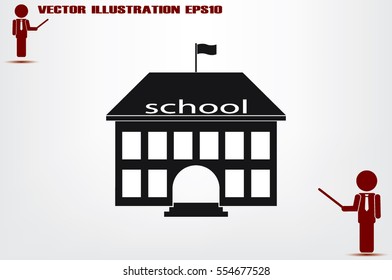 building school icon vector illustration eps10. Isolated badge for website or app - stock infographics.