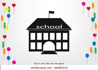 building school icon vector illustration eps10. Isolated badge for website or app - stock infographics.