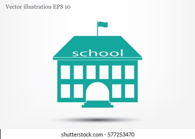 building school icon vector illustration eps10. Isolated badge for website or app - stock infographics.