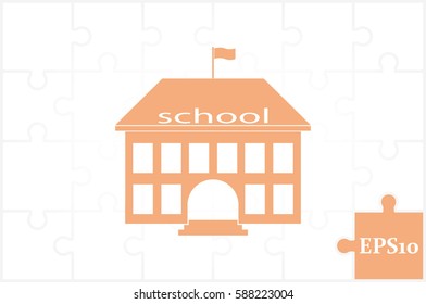 building school icon vector illustration eps10. Isolated badge for website or app - stock infographics