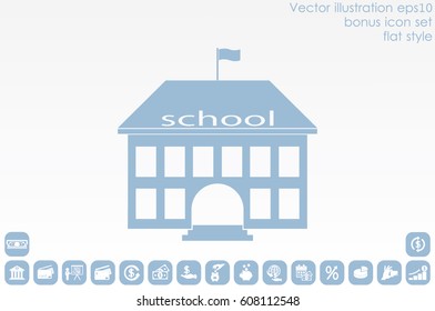 building school icon vector illustration eps10. Isolated badge for website or app - stock infographics
