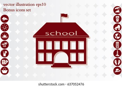building school icon vector illustration eps10. Isolated badge for website or app - stock infographics