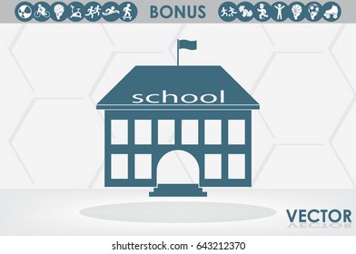 building school icon vector illustration eps10. Isolated badge for website or app - stock infographics