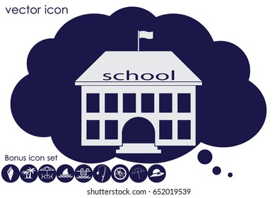 building school icon vector illustration eps10. Isolated badge for website or app - stock infographics