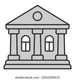 Building of school, university with columns - icon, illustration on white background, grey style