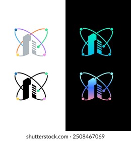 Building Science Atom Logo Icon Design