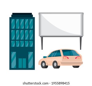 building screen car urban cartoon