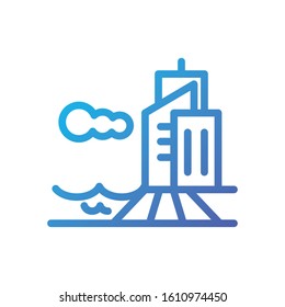 Building sea and cloud design, City architecture urban modern downtown contemporary metropolis exterior and construction theme Vector illustration