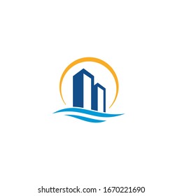 Building and Sea logo / icon design
