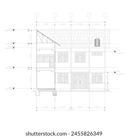 building section sketch to see the light steel roof construction