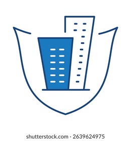 Building Security Blue Line Editable Stroke Icon. Real Estate, Building, House, Home, Property Vector Illustration