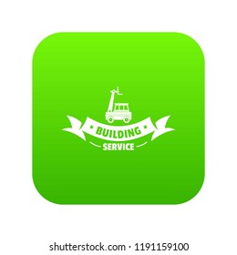 Building service icon green vector isolated on white background