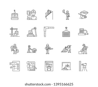 Building services line icons, linear signs, vector set, outline concept illustration
