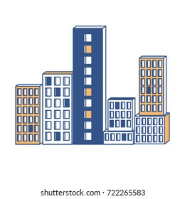 building set city in color sections silhouette vector illustration