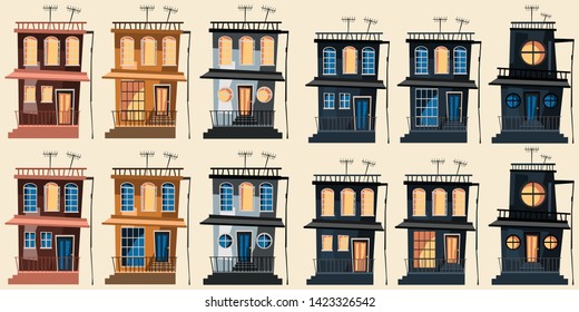 building set for city vector illustration 