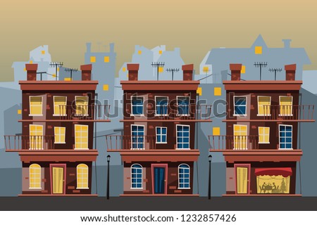 building set in city vector illustration 
