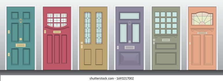 Building Set consisting of 6 Single panel front Doors