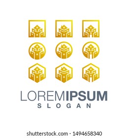 building set gradient collection color logo