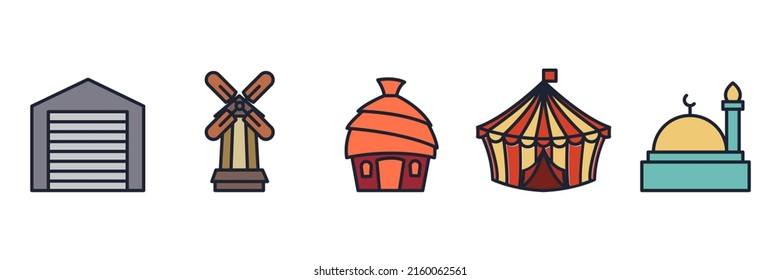 Plantilla de símbolo de icono de conjunto de construcción para la ilustración vectorial de la colección de diseño gráfico y web