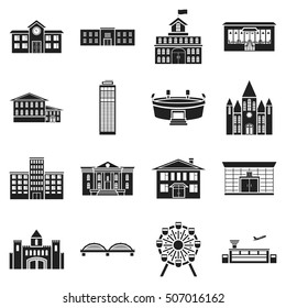 Building set icons in black style. Big collection building vector symbol stock