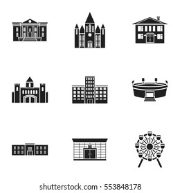 Building set icons in black style. Big collection of building vector symbol stock illustration