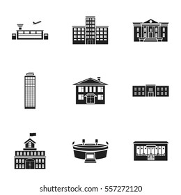 Building set icons in black style. Big collection of building vector symbol stock illustration