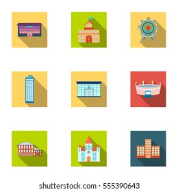 Building set icons in flat style. Big collection of building vector symbol stock illustration