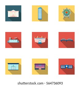 Building set icons in flat style. Big collection of building vector symbol stock illustration