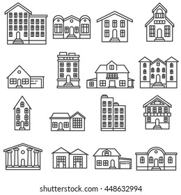 Building Set Thin Line Design Buildings Stock Vector (Royalty Free ...