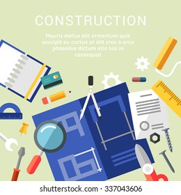 Building. Set of Vector Icons and Illustrations in Flat Design Style