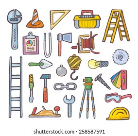 building set . vector illustration . Isolated on gray background.
