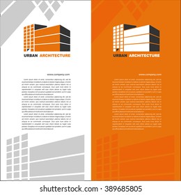 Building. Set of vector posters with the company logo. Buildings, offices, and construction.