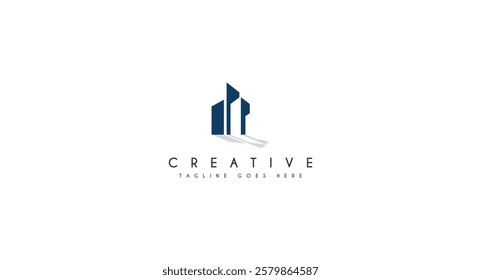 building with shadow logo design inspiration.