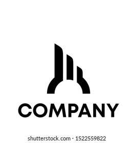 Building shape with bridge  logo design vector template