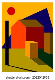 Building shapes and geometry abstract with shadow background vector illustration.