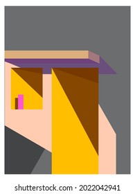 Building shapes and geometry abstract with shadow background vector illustration.