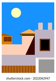 Building shapes and geometry abstract with shadow background vector illustration.