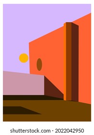 Building shapes and geometry abstract with shadow background vector illustration.