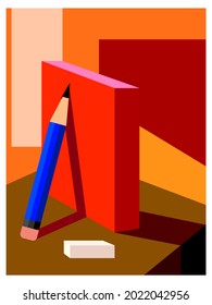 Building shapes and geometry abstract with shadow background vector illustration.