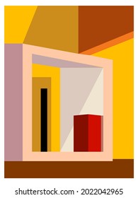 Building shapes and geometry abstract with shadow background vector illustration.