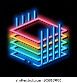 building sheets for home neon light sign vector. Glowing bright icon building sheets for home sign. transparent symbol illustration