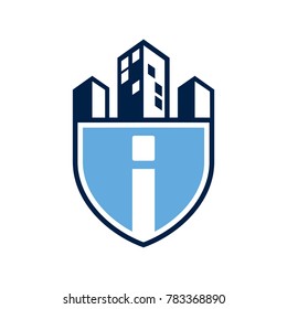 Building Shield Letter i Logo