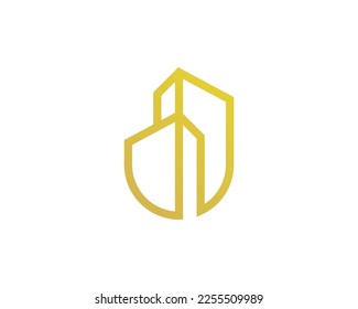 Building shield logo design template, simple and modern logo design template on white background