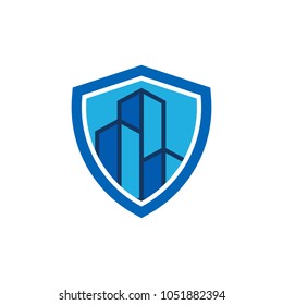 Building Shield Logo Icon Design