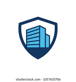 Building Shield Logo Icon Design