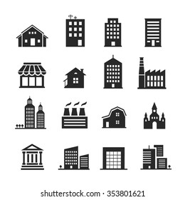 Building  shop icon set one color vector