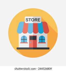 Building shop store flat icon with long shadow,eps10