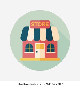 Building shop store flat icon with long shadow,eps10