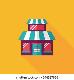 Building shop store flat icon with long shadow,eps10
